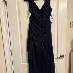 Navy blue sparkly prom/evening gown with ruched bodice R & M Richard’s size 16